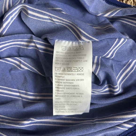 NWOT SUSAN GRAVER Blue White Stripe Top V-Neck Dolman Batwing Sleeve XL Oversize - Picture 7 of 7